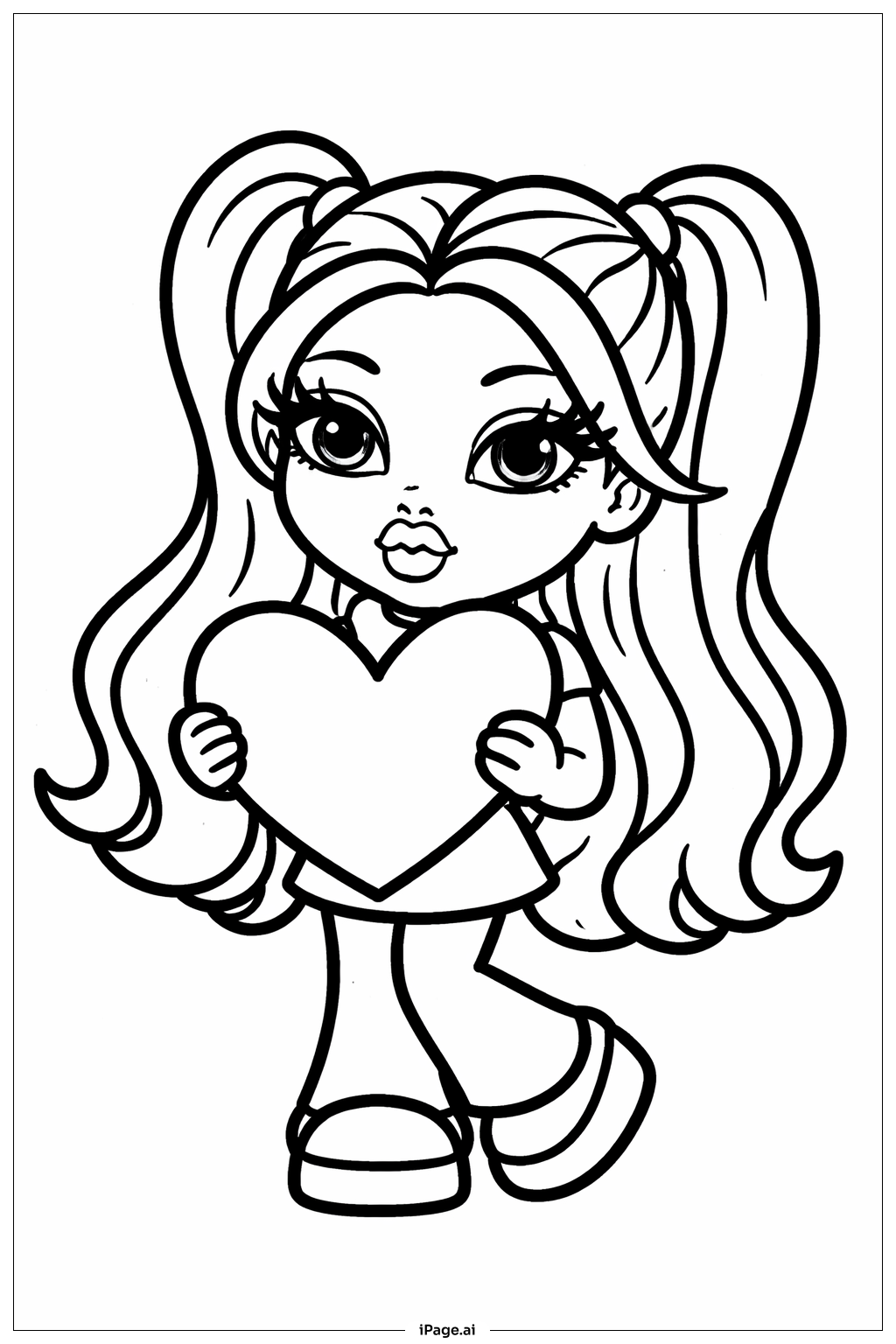 하트 들고 있는 브랫츠 인형 색칠공부 페이지