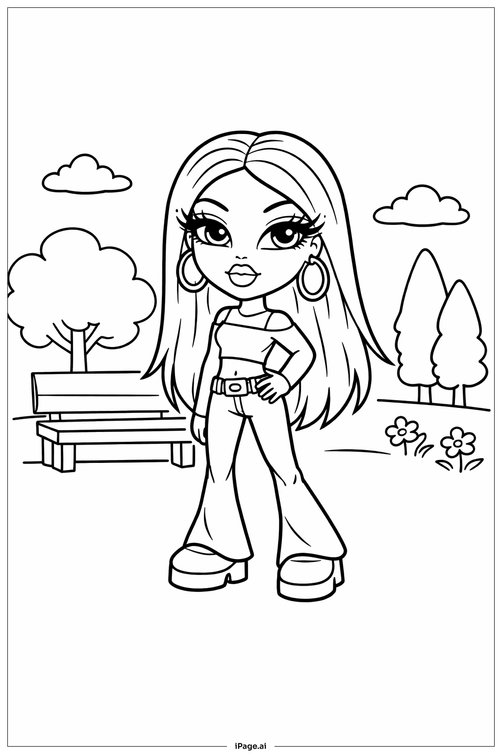 공원 속 브라츠 인형 색칠공부 페이지