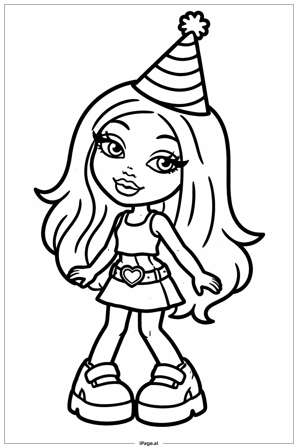 파티 모자 쓴 브랫즈 인형 색칠공부 페이지