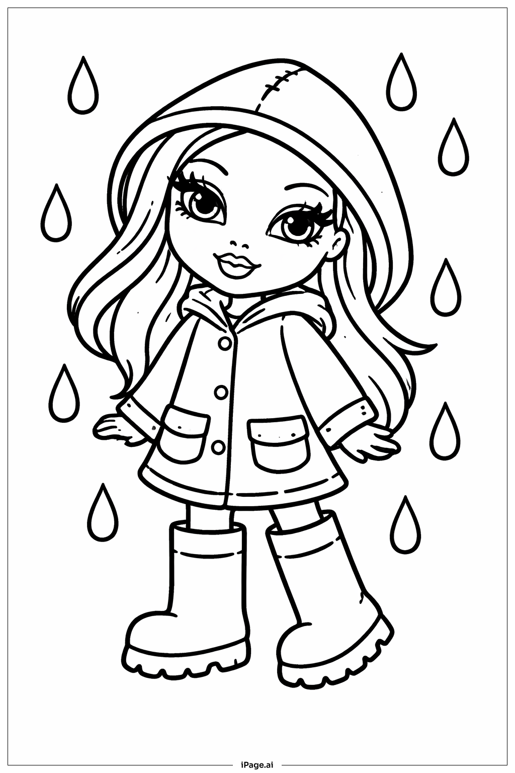 비옷을 입은 브라츠 인형 색칠공부 페이지