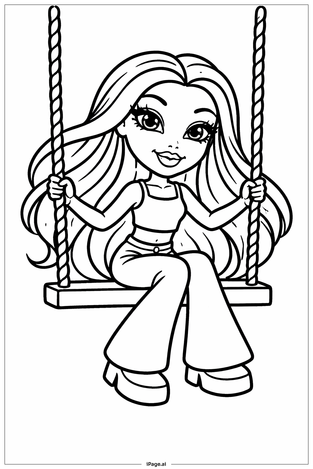 그네 위의 브라츠 인형 색칠공부 페이지