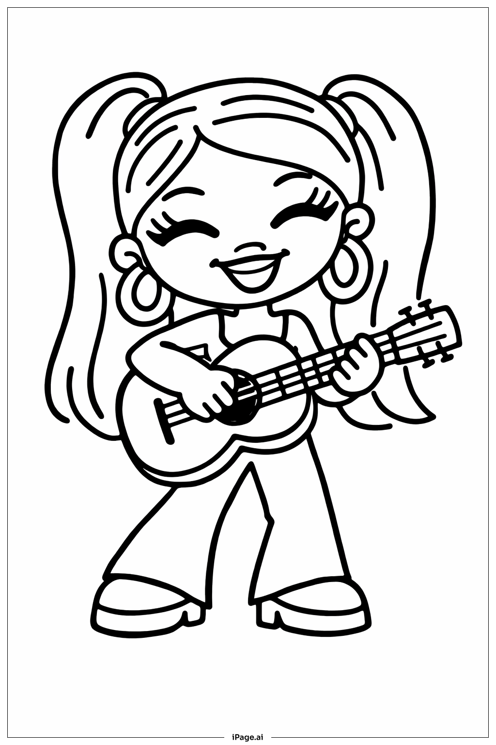 브랏츠 인형이 기타 연주하기 색칠공부 페이지