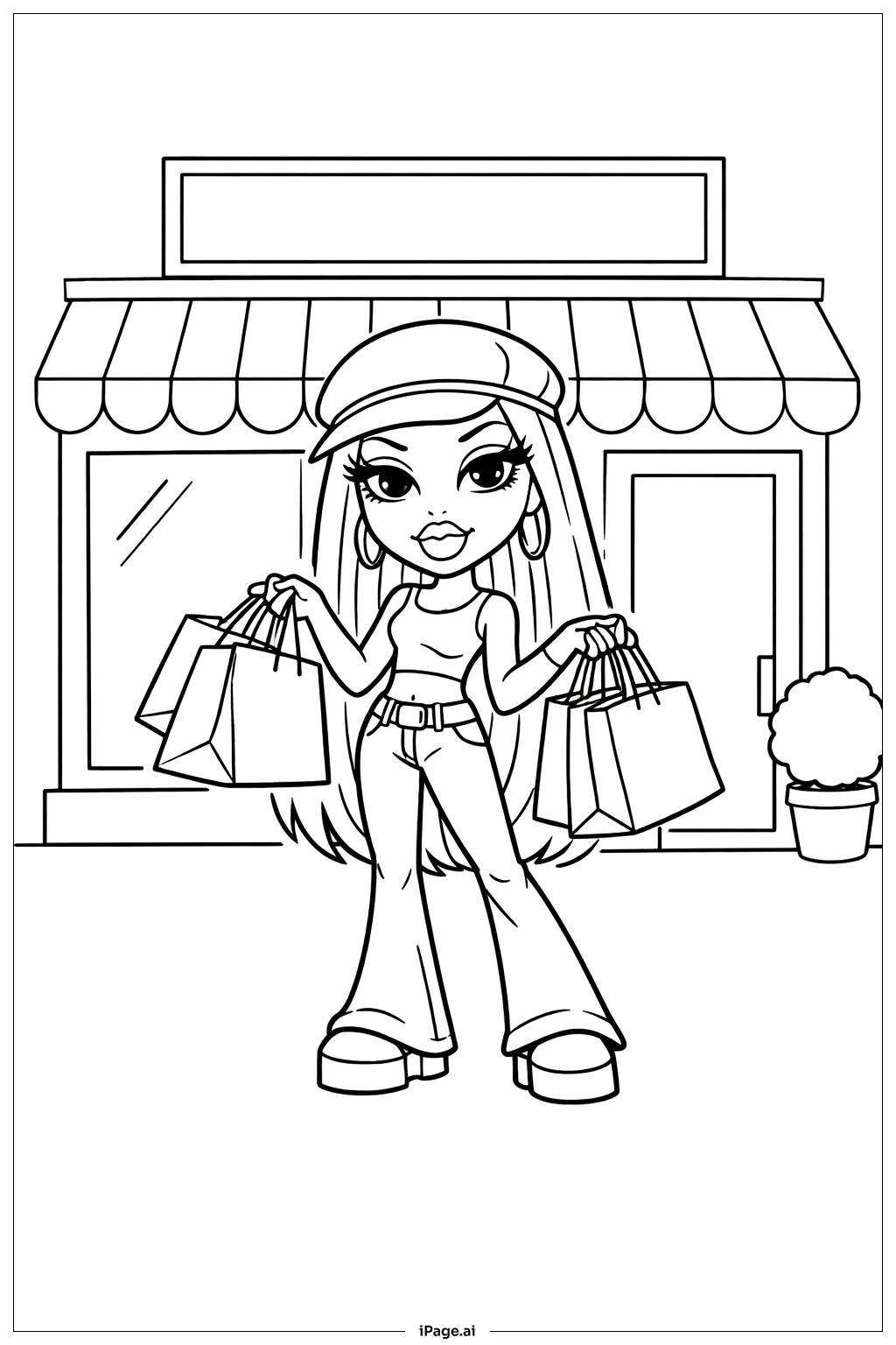 브랏츠 인형 쇼핑 색칠공부 페이지