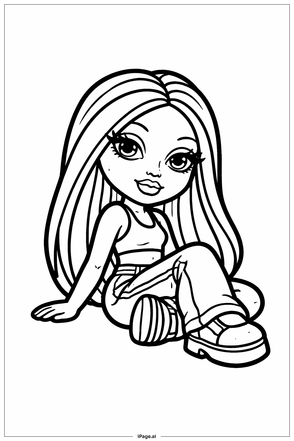 브라츠 인형 앉은 자세 색칠공부 페이지