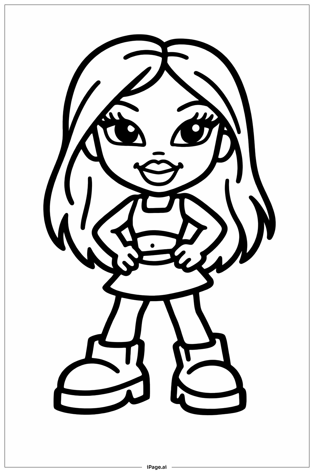 브라츠 인형 미소 짓고 서 있는 모습 색칠공부 페이지