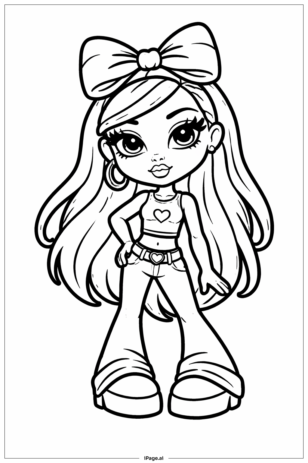 리본이 달린 브라츠 인형 색칠공부 페이지