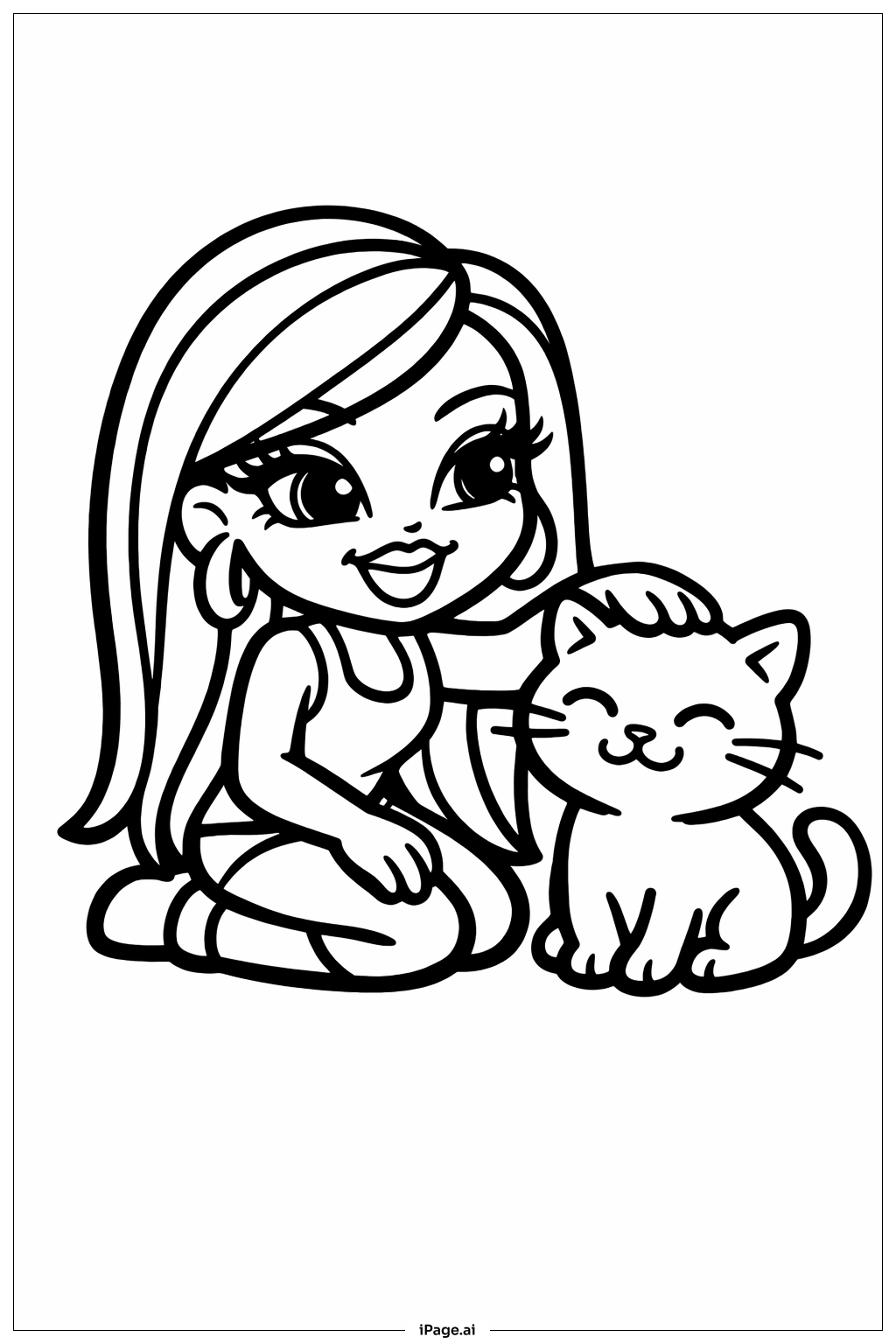 고양이와 함께한 브라츠 인형 색칠공부 페이지