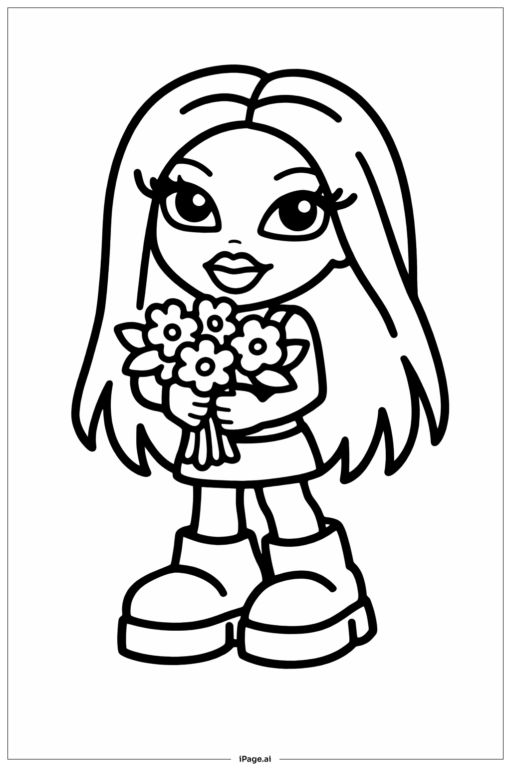 꽃과 함께하는 브라츠 인형 색칠공부 페이지