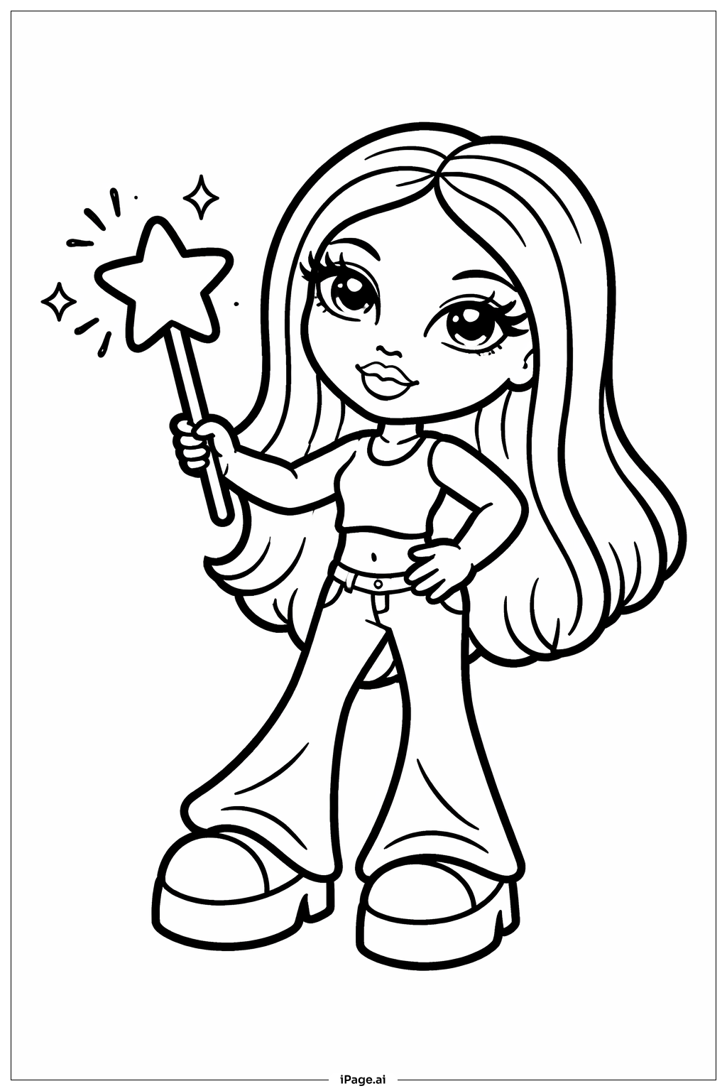 Bratz Doll With Star Coloring Page