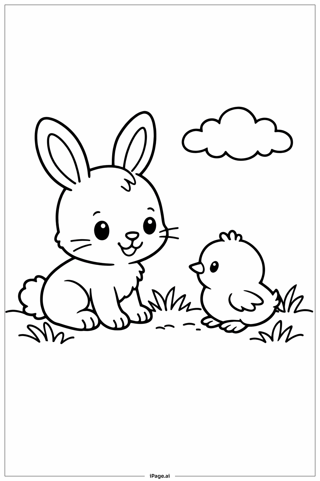  Bunny And Baby Chick Coloring Page 