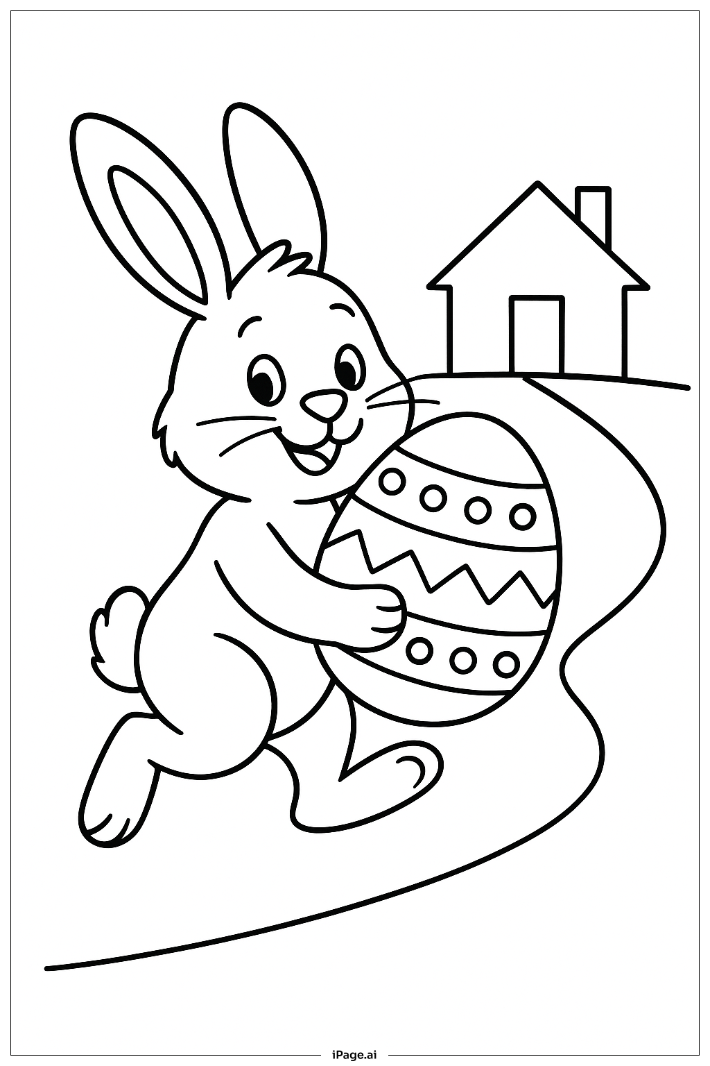  Bunny Delivering Easter Egg Coloring Page 