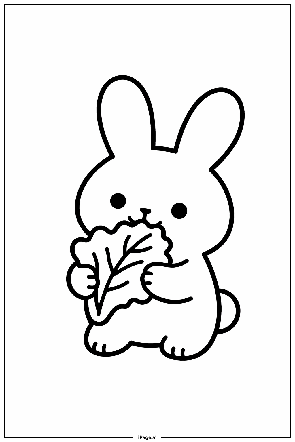  Página para colorir de Coelhinho Comendo Alface 