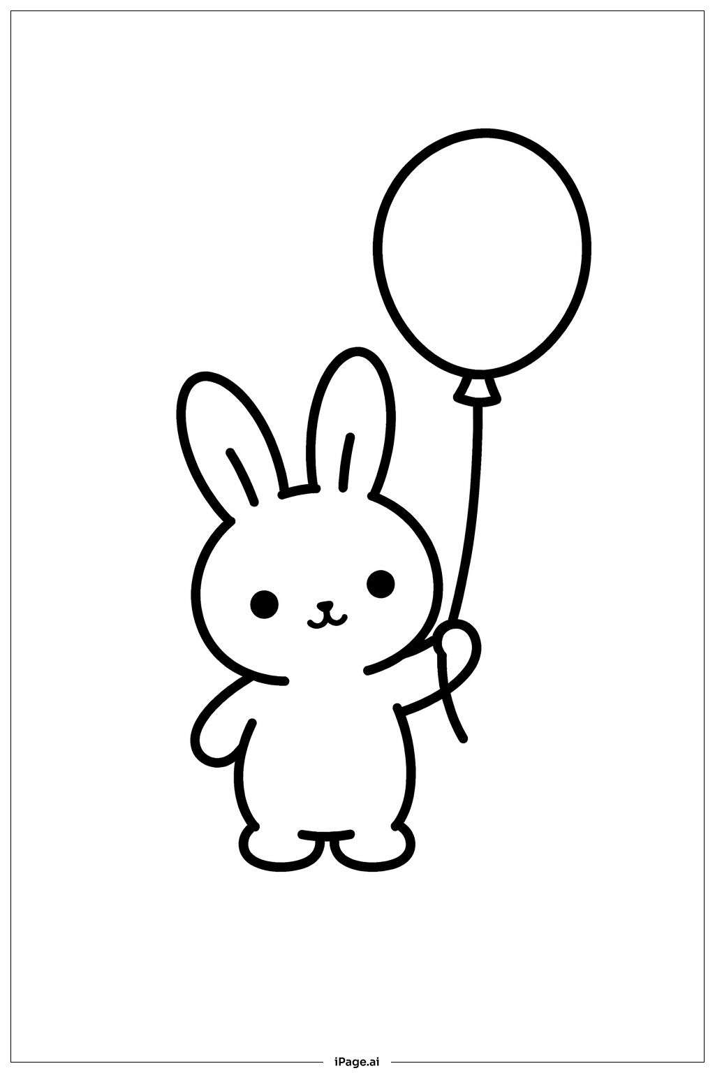  Página para colorir de Coelhinho Segurando Balão 