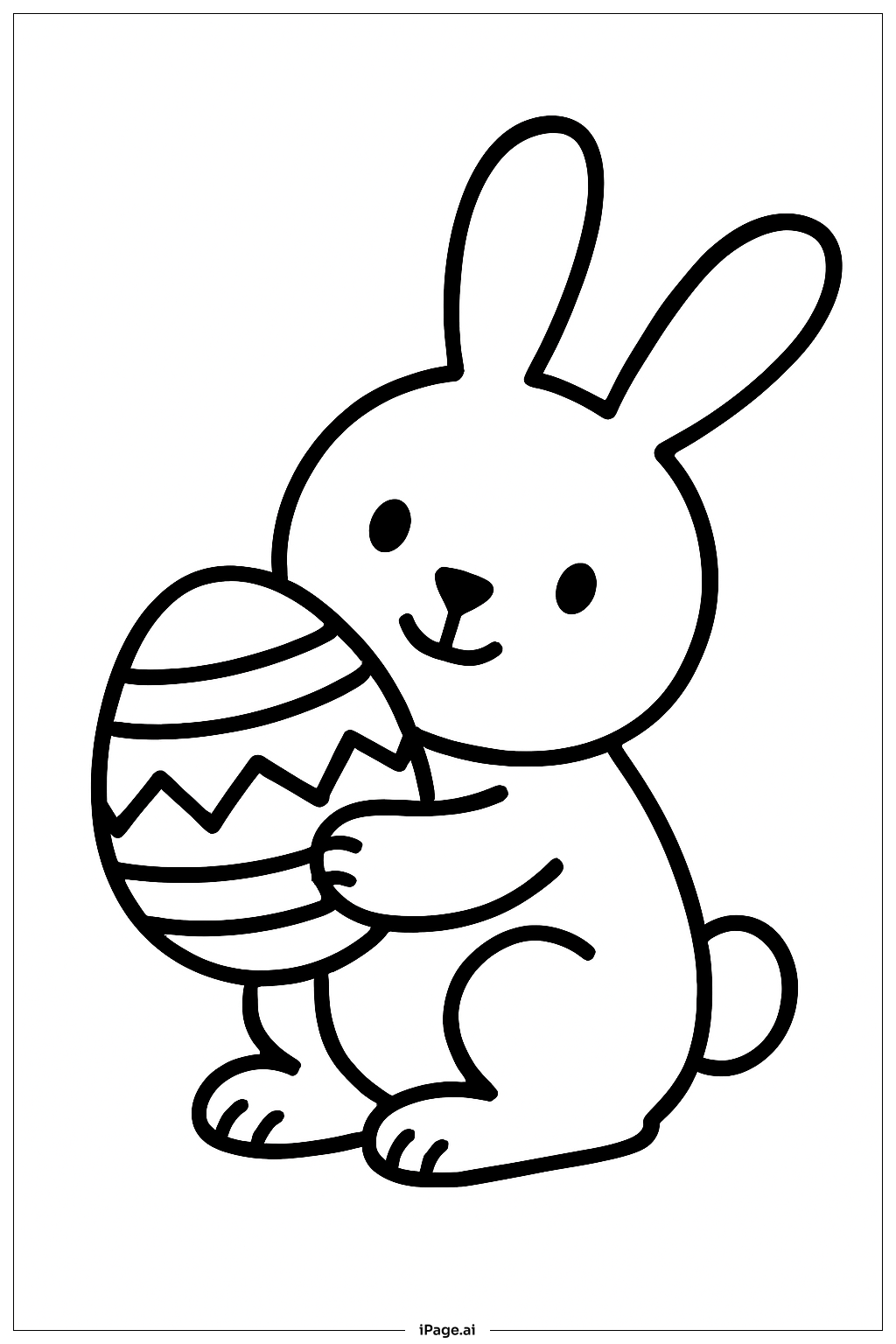  抱着复活节彩蛋的小兔子填色页 
