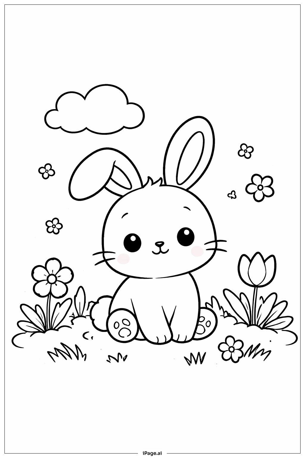  정원 속 토끼 색칠공부 페이지 