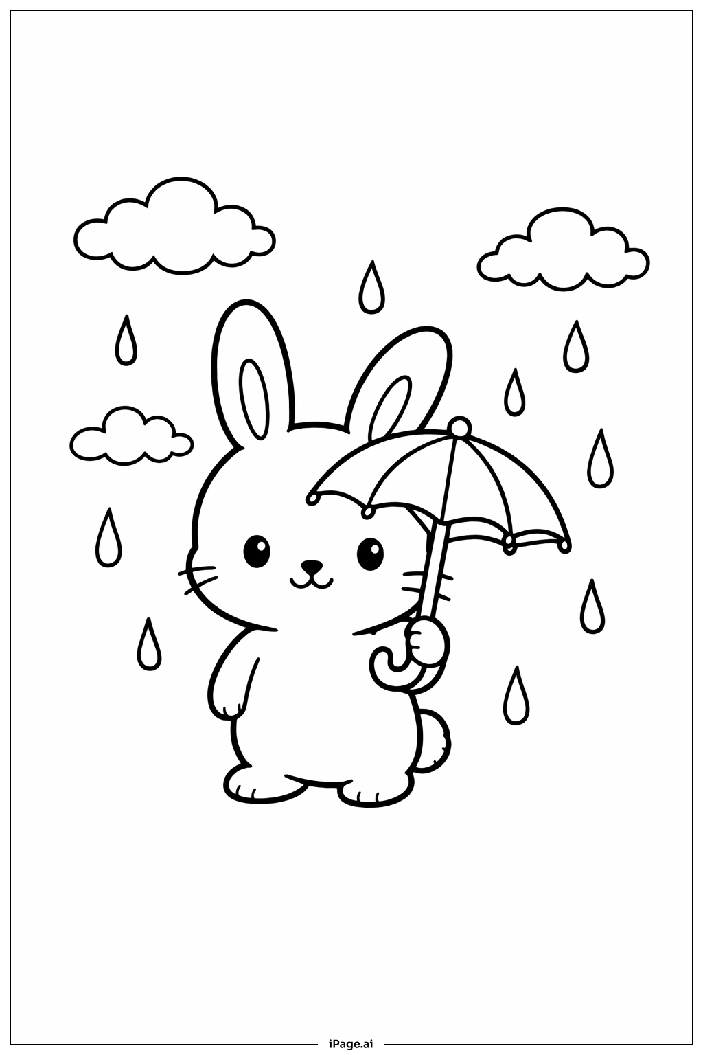  Bunny In Rainy Day Coloring Page 