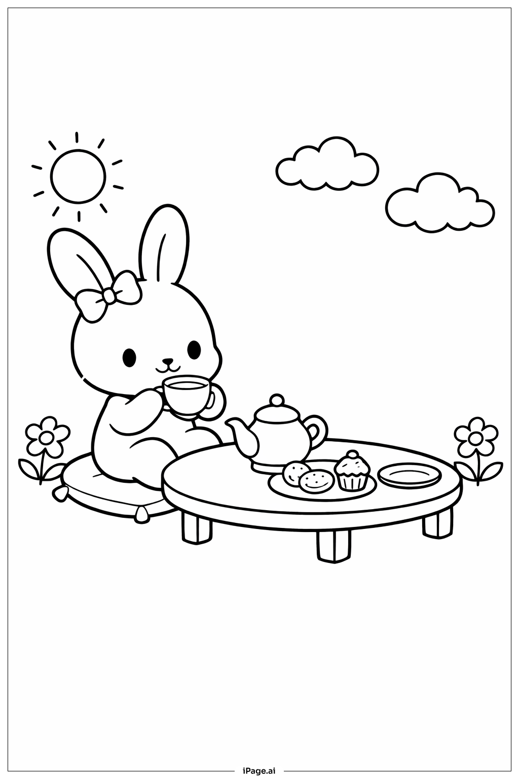  토끼 티파티 색칠공부 페이지 