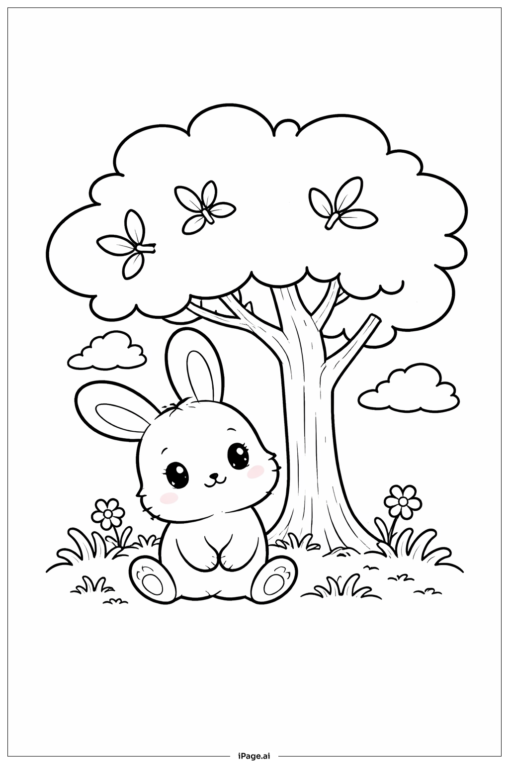 나무 아래 토끼