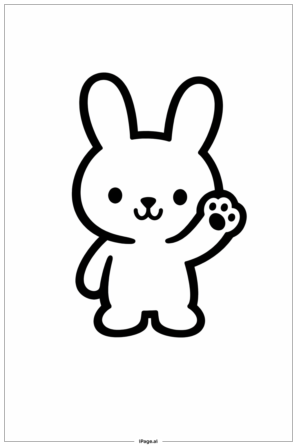  Página para colorir de Coelhinho Acenando com a Pata 