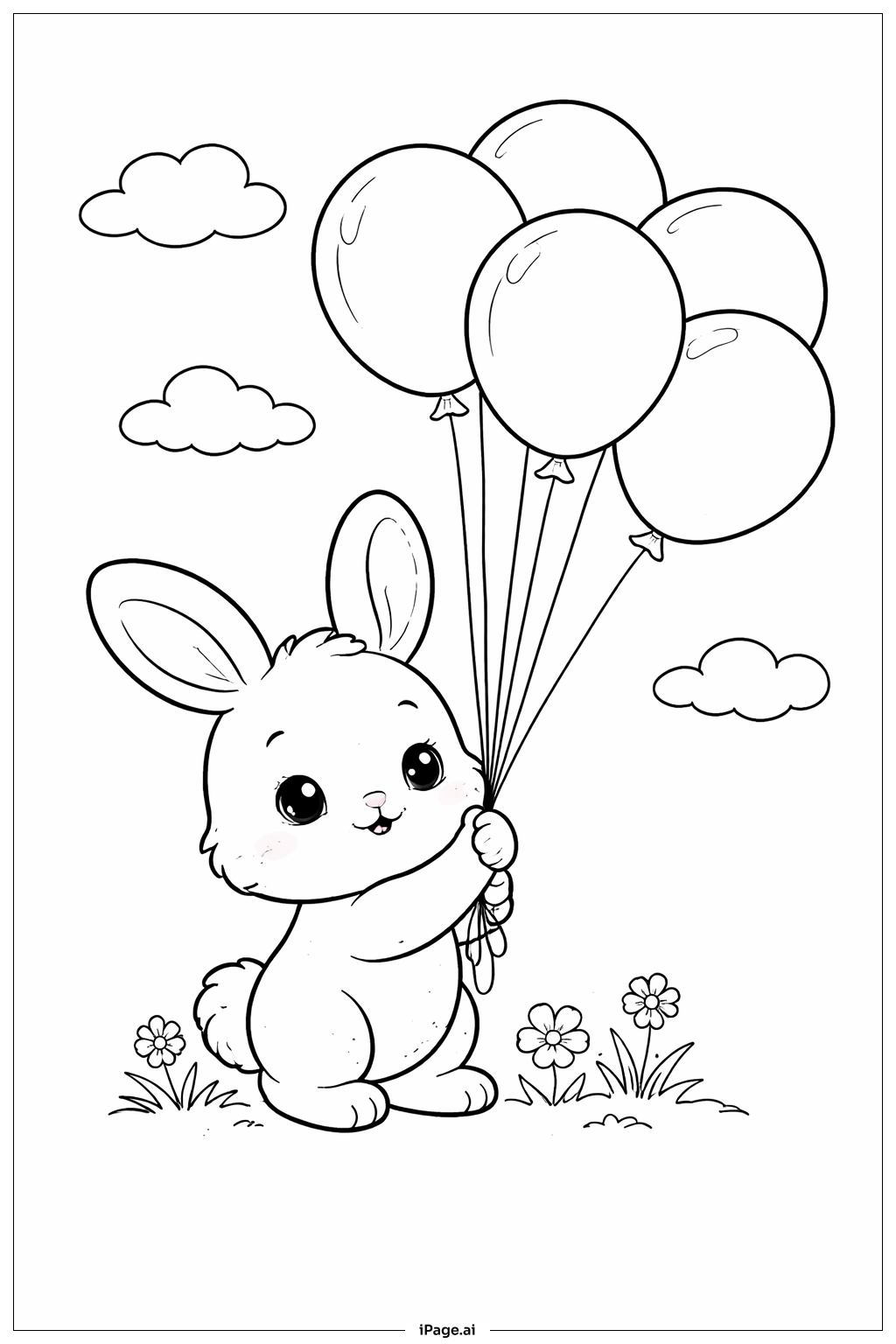  풍선을 든 토끼 색칠공부 페이지 