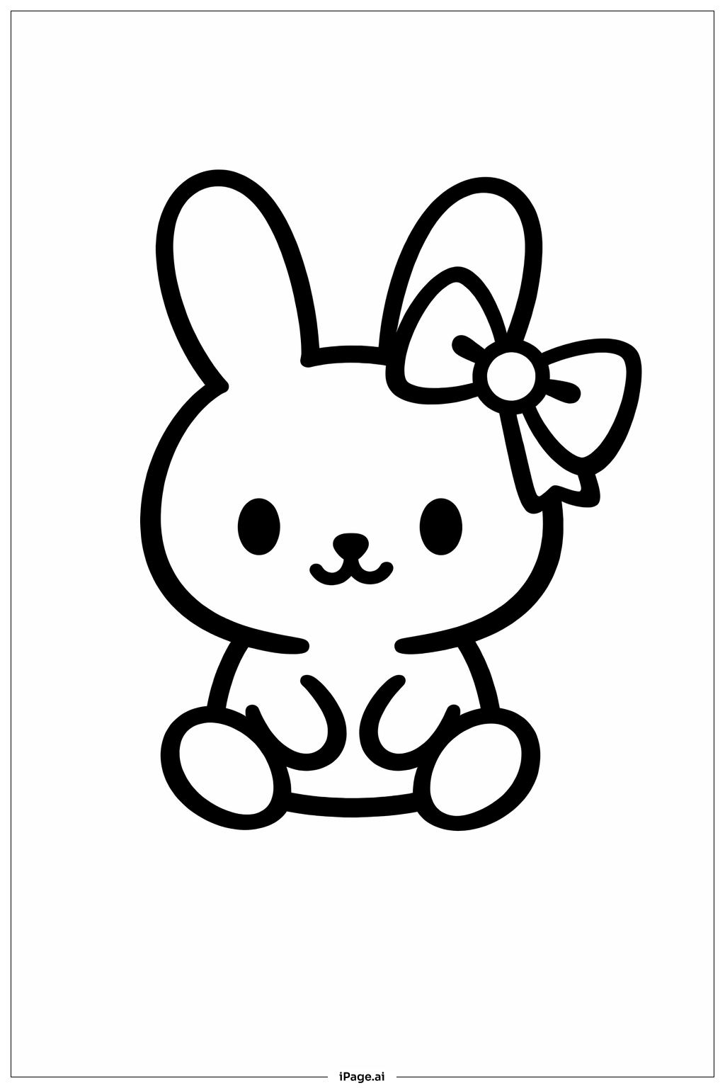  Página para colorir de Coelhinho com Laço 