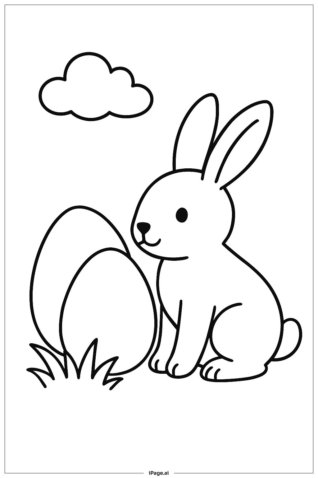 抱著復活節彩蛋的小兔子著色頁