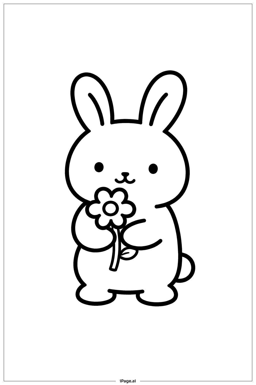  Página para colorir de Coelho Com Flor 