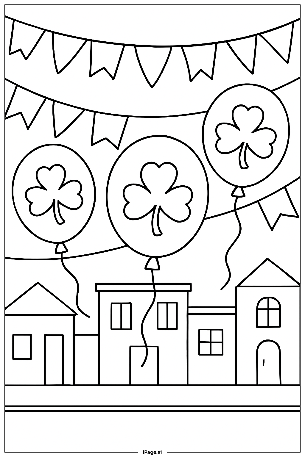  Bunting And Balloons St. Patrick's Day Coloring Page 