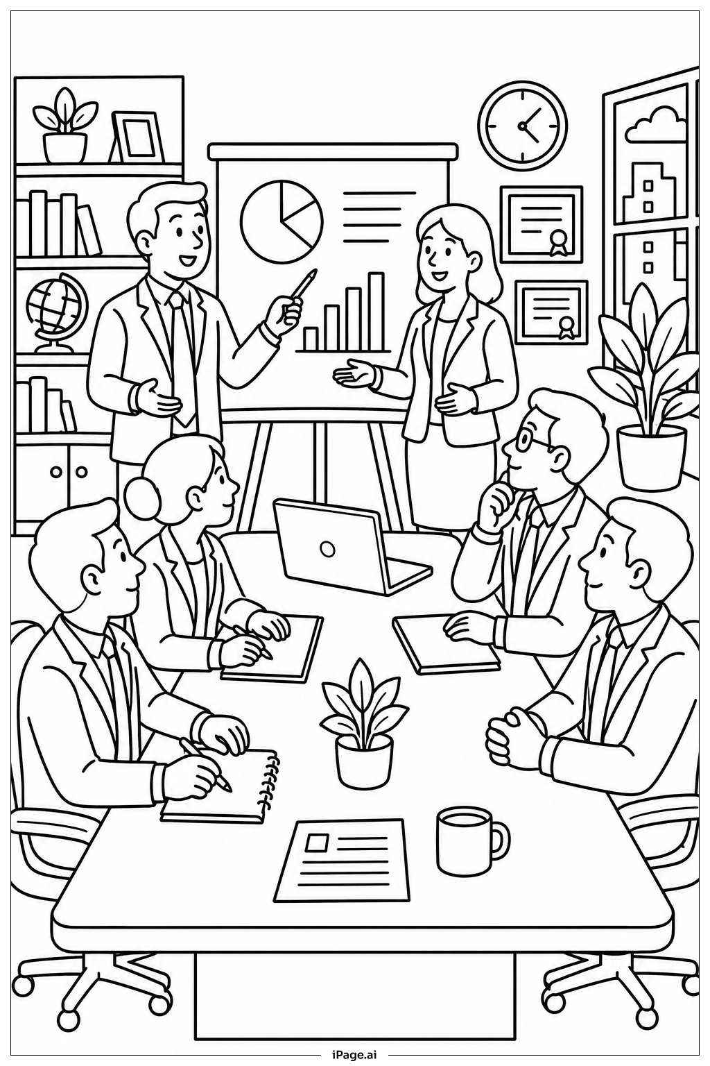 Page de coloriage Cravates de réunion d'affaires