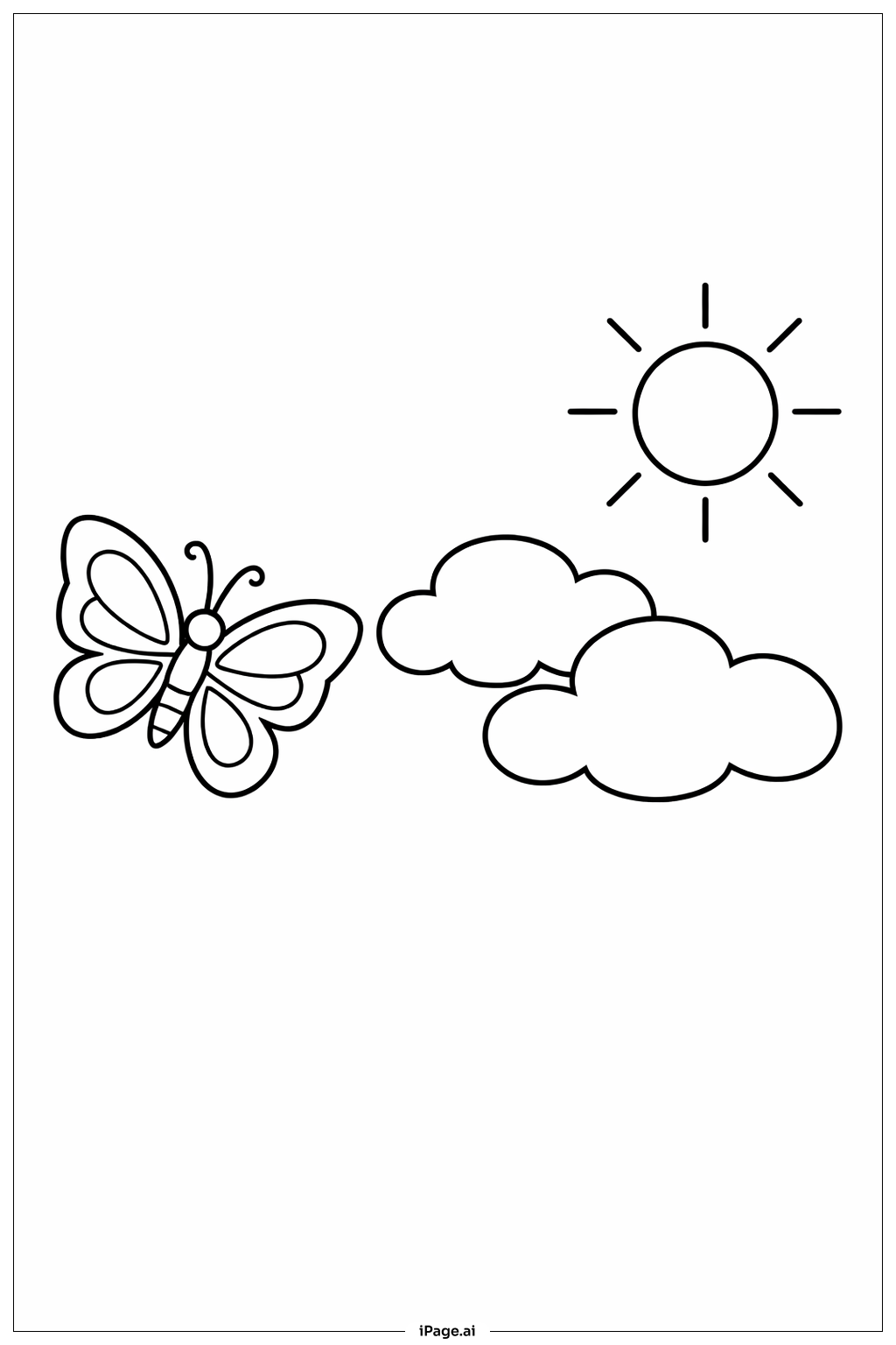 Butterfly and Cloud Coloring Page