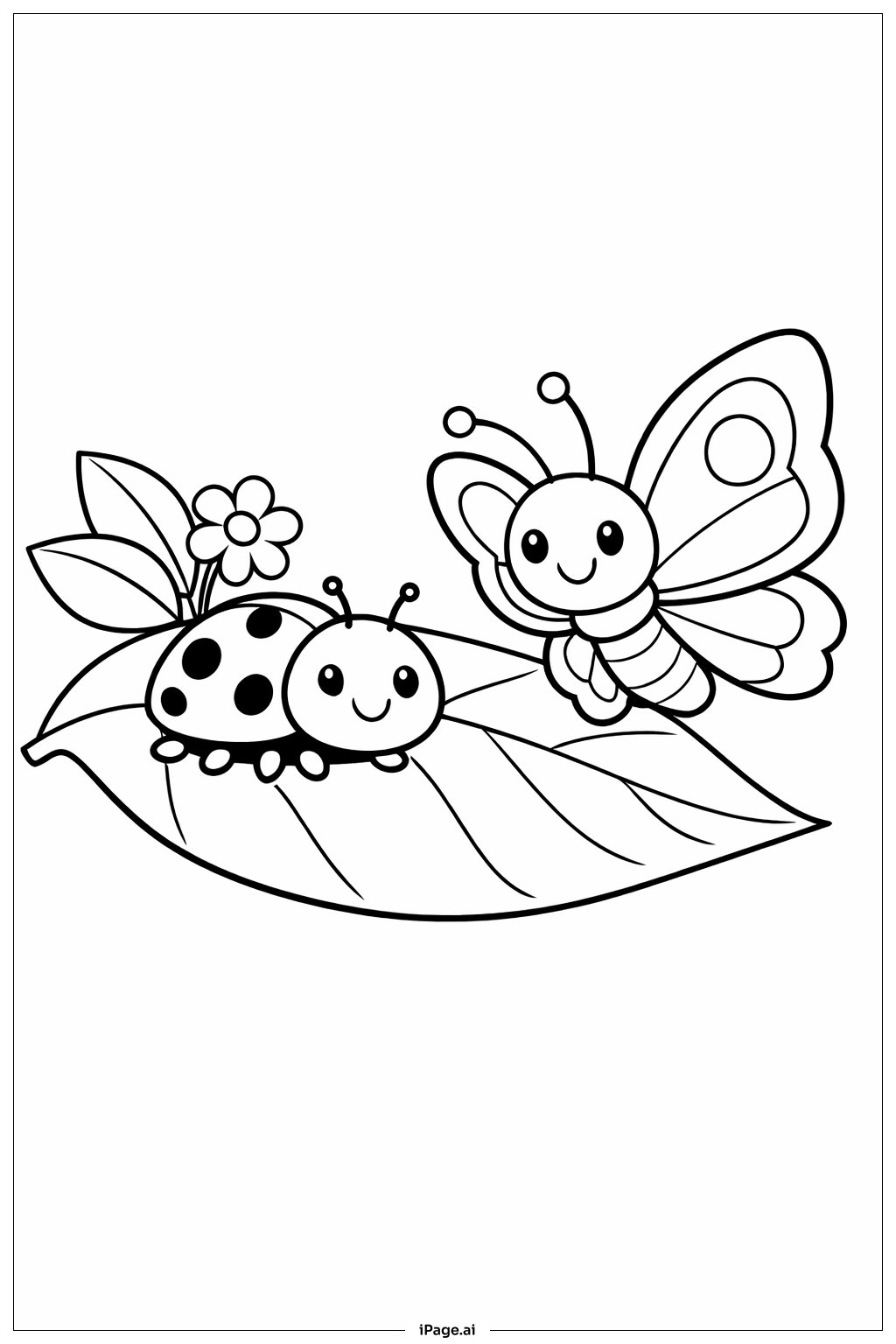 Butterfly and Ladybug Coloring Page