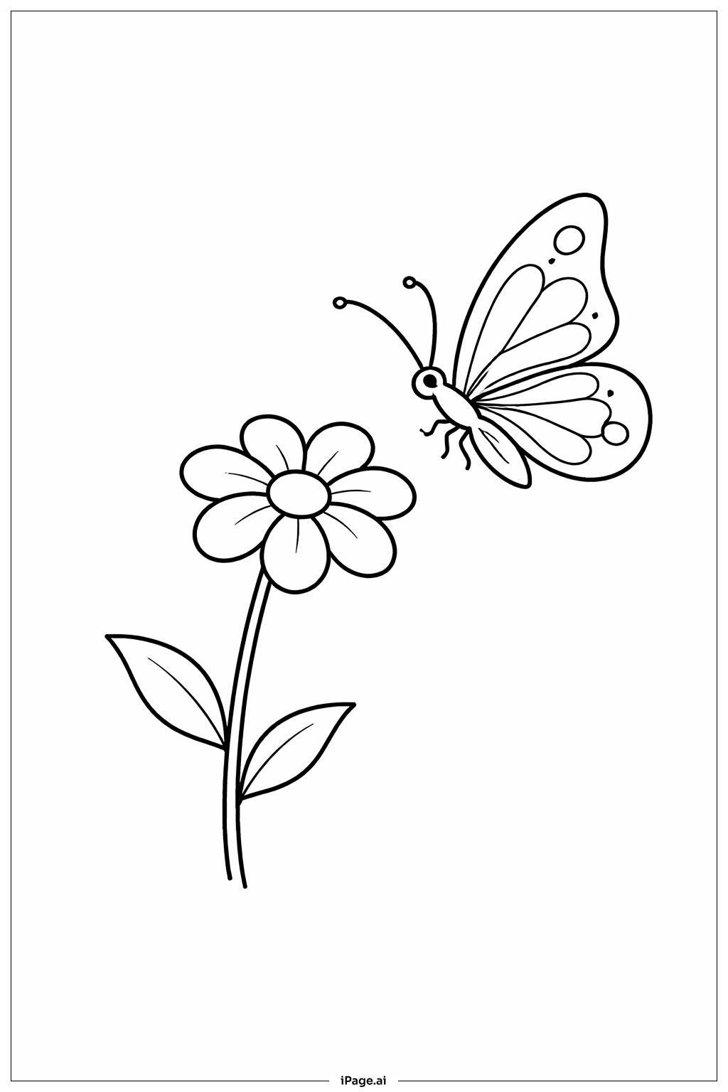 Butterfly and Little Flower Coloring Page