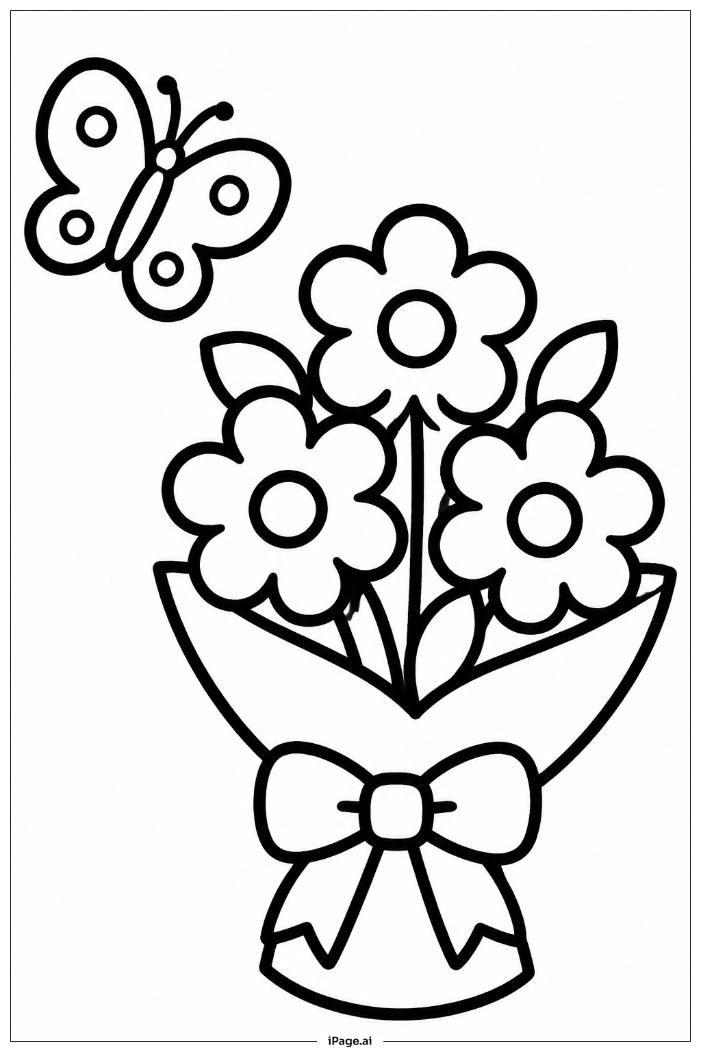 Butterfly Flower Bouquet Coloring Page