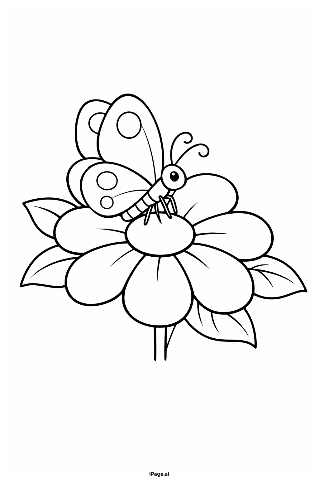Butterfly on Flower Coloring Page