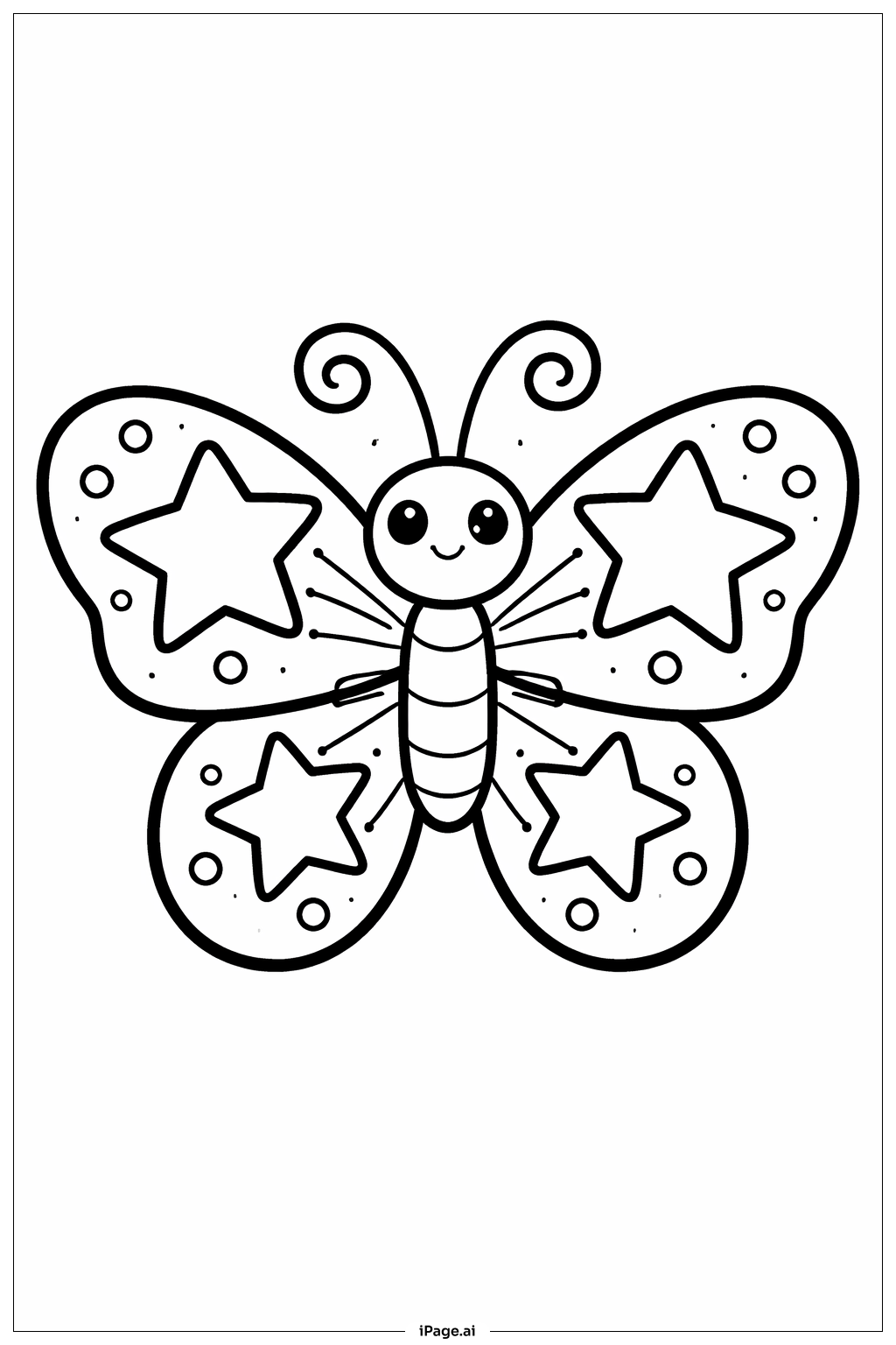 Butterfly with Star Spots Coloring Page