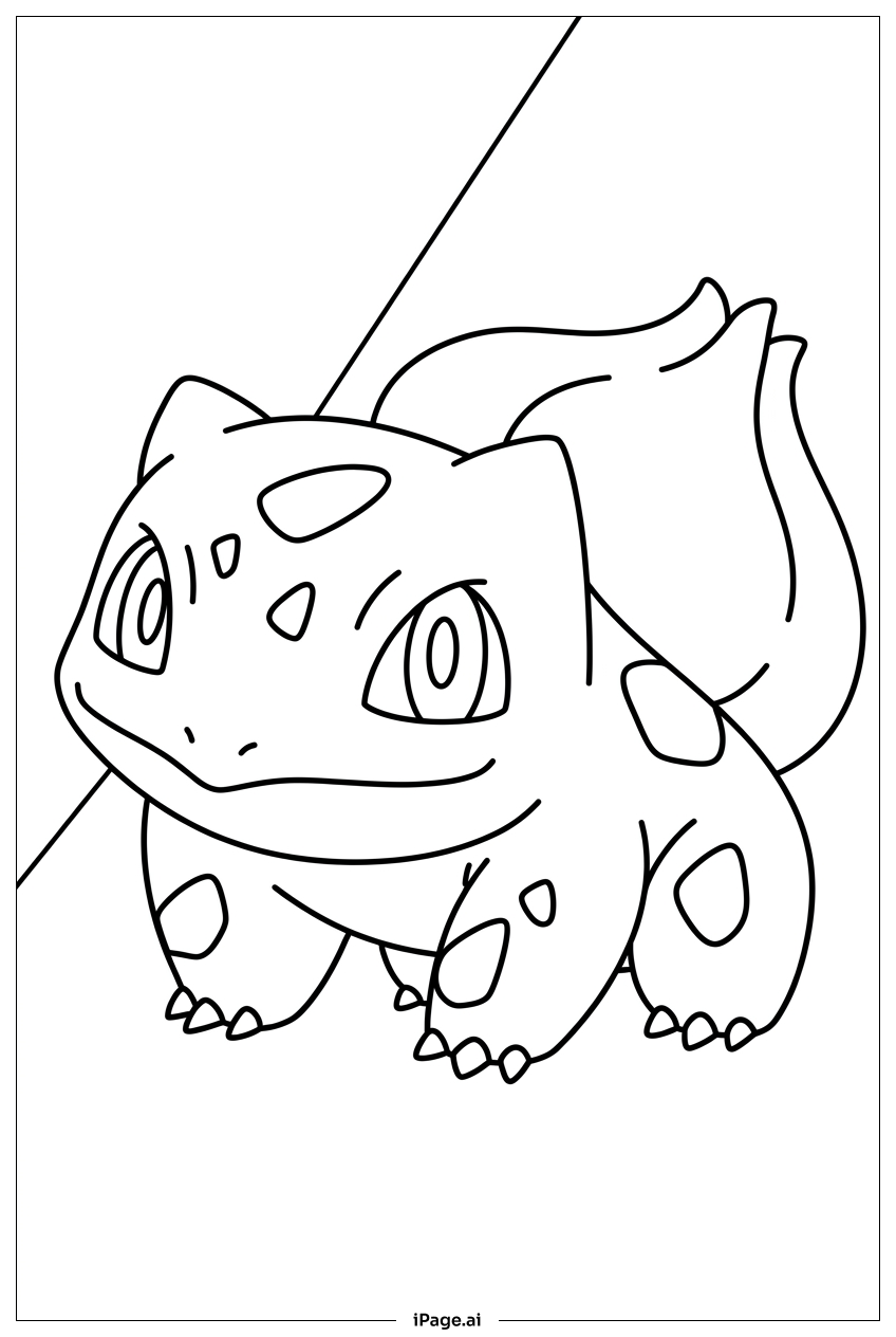 햇살 가득한 길을 탐험하는 호기심 많은 Bulbasaur 색칠공부 페이지