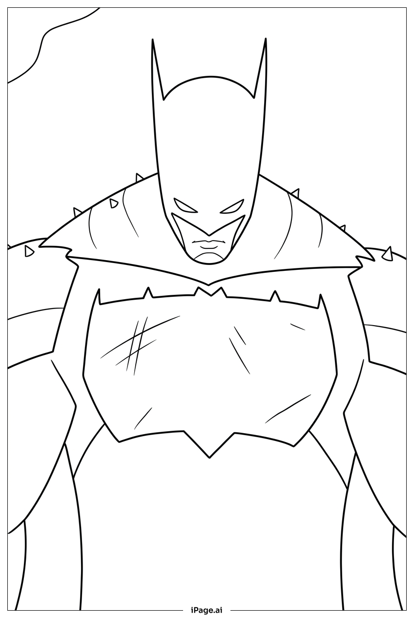 Batman Armored Suit With Spiked Shoulders Coloring Page