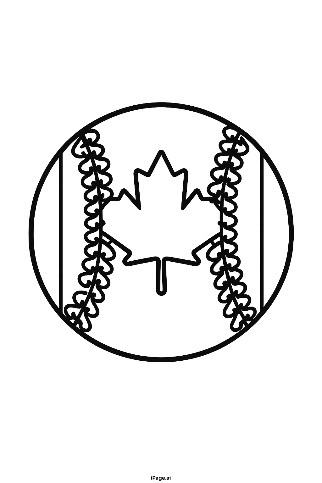  Canada Flag Baseball Coloring Page 
