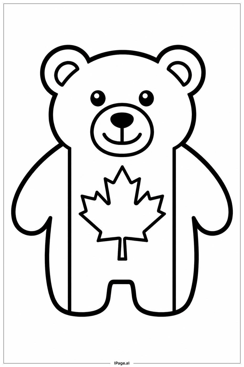  Canada Flag Bear Silhouette Coloring Page 