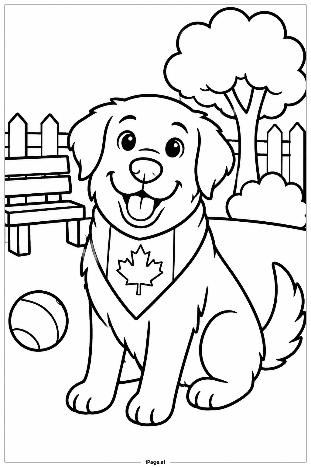  Página para colorear de Parque Canino Bandera de Canadá 