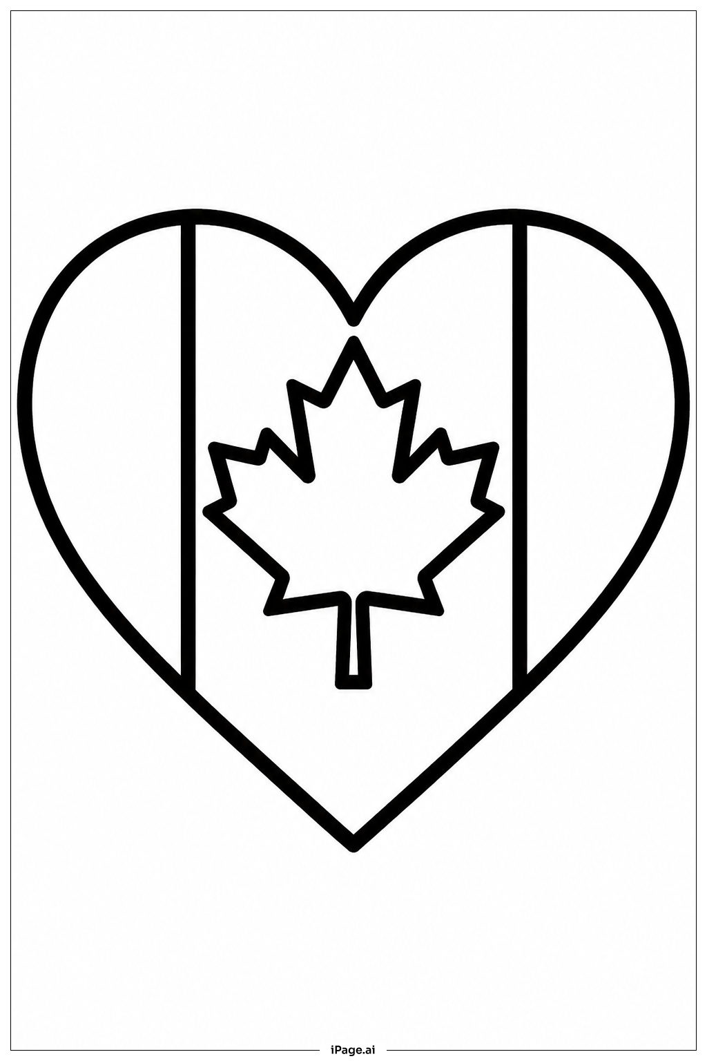  Canada Flag Heart Badge Coloring Page 