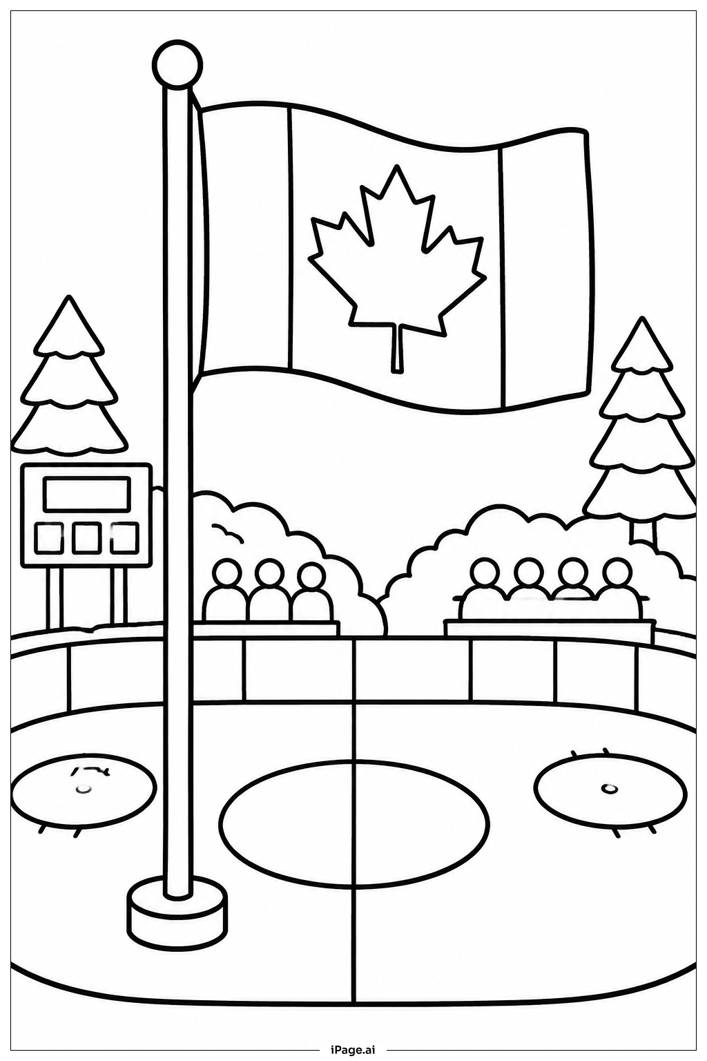  Canada Flag Hockey Rink Ausmalseite 