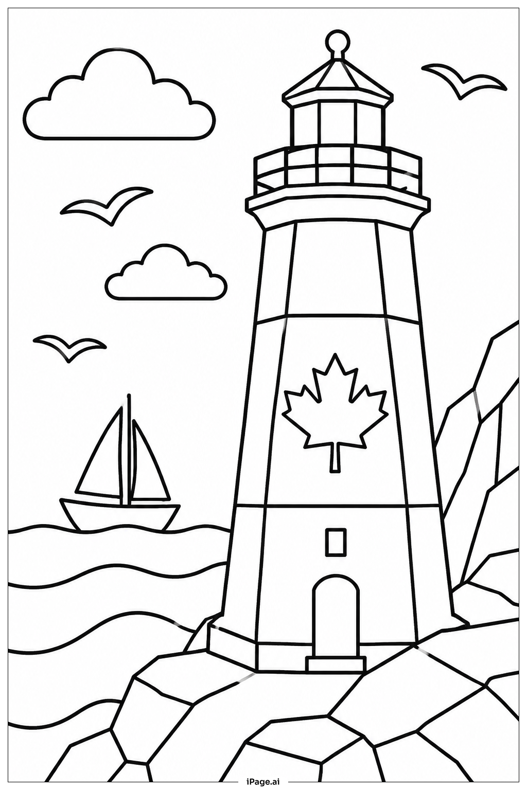 Bờ biển ngọn hải đăng cờ Canada
