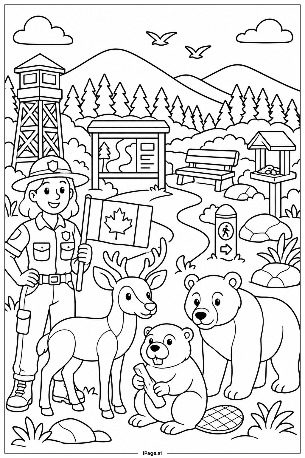  Canada Flag Wildlife Conservation Park Ausmalseite 
