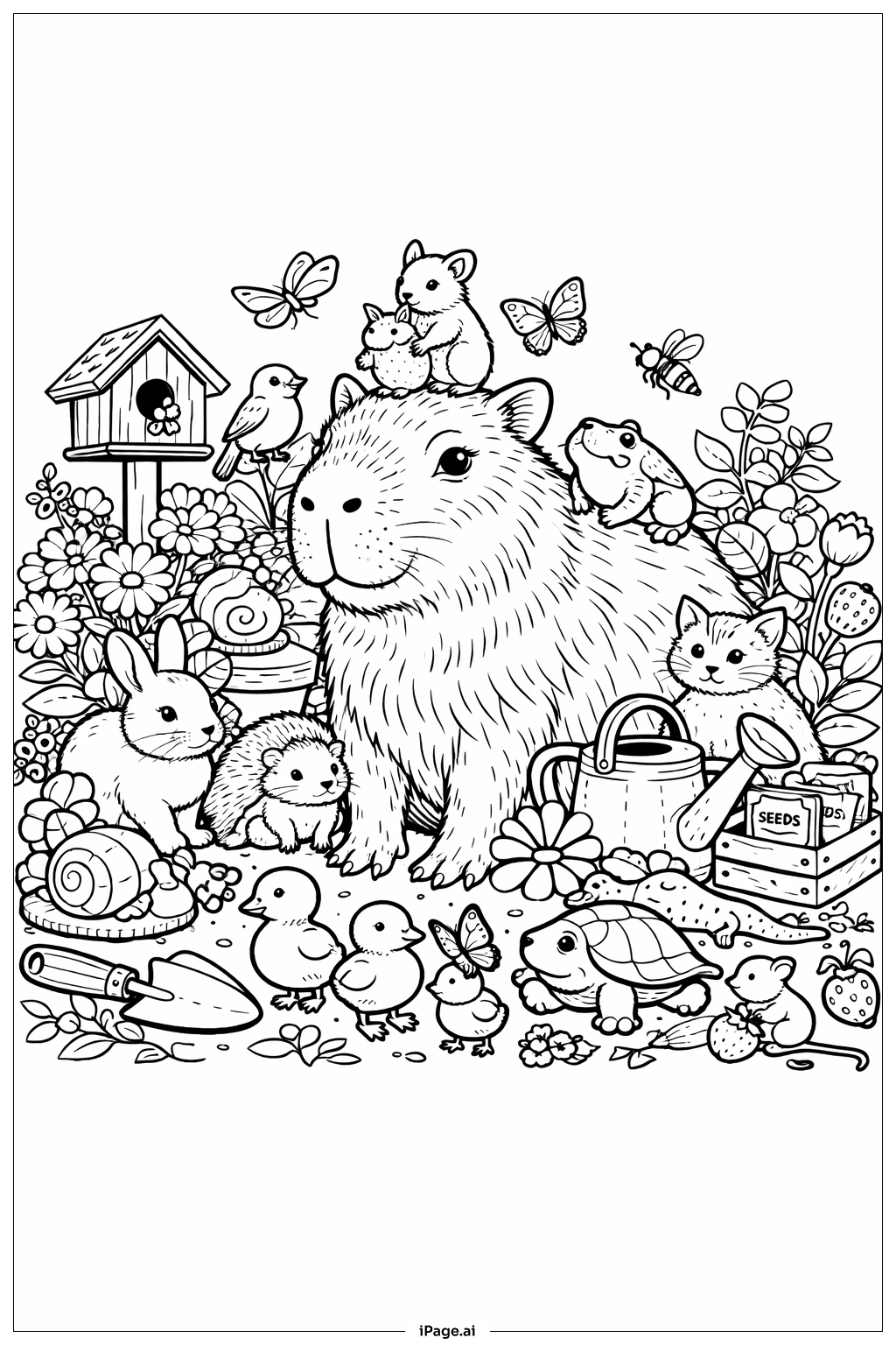  水豚園丁好朋友著色頁 