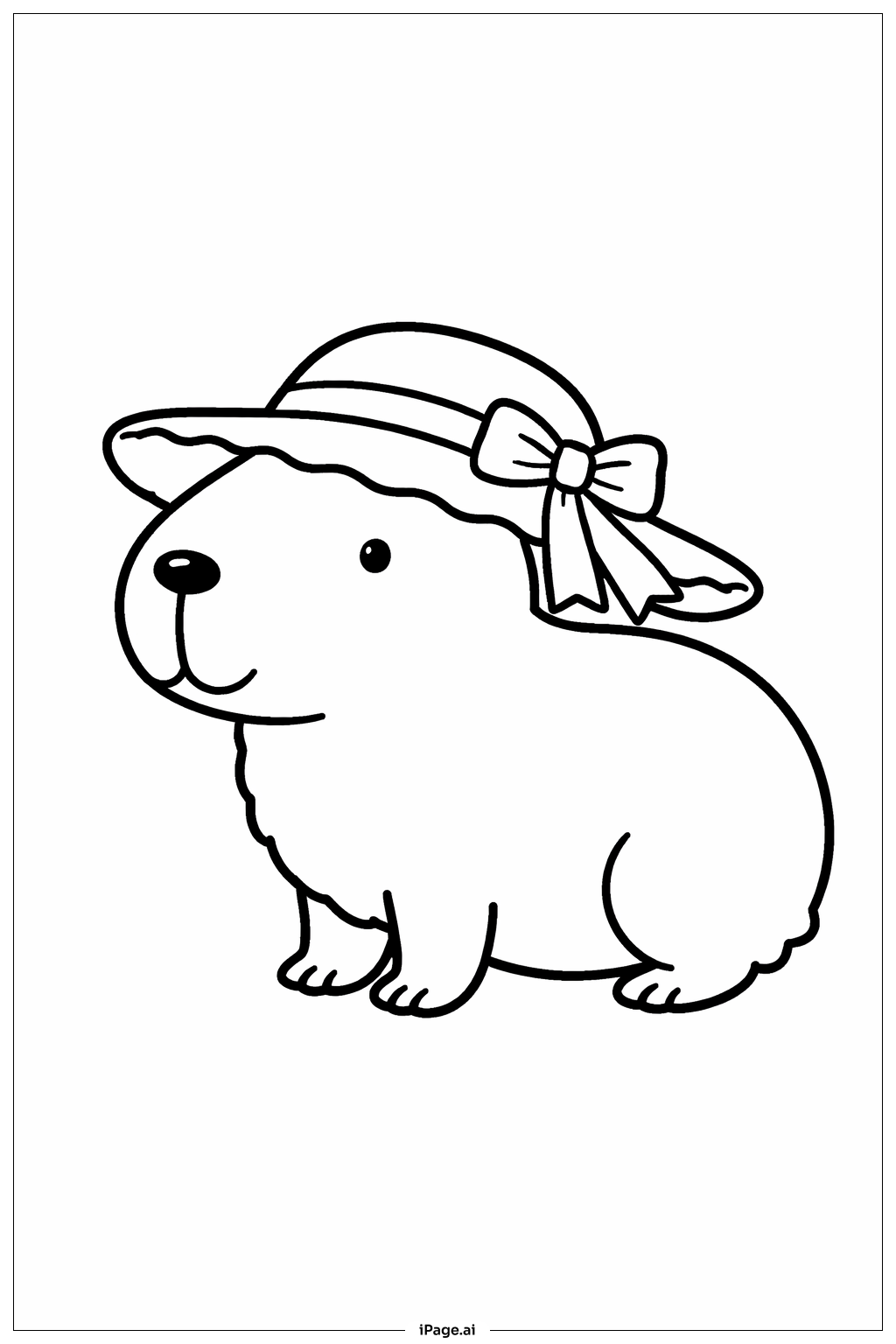  Página para colorir de Capivara com Chapéu de Sol 