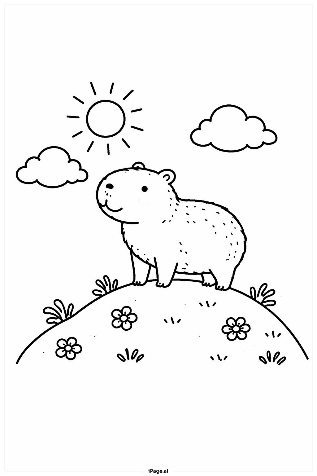  Capybara On Hill Coloring Page 