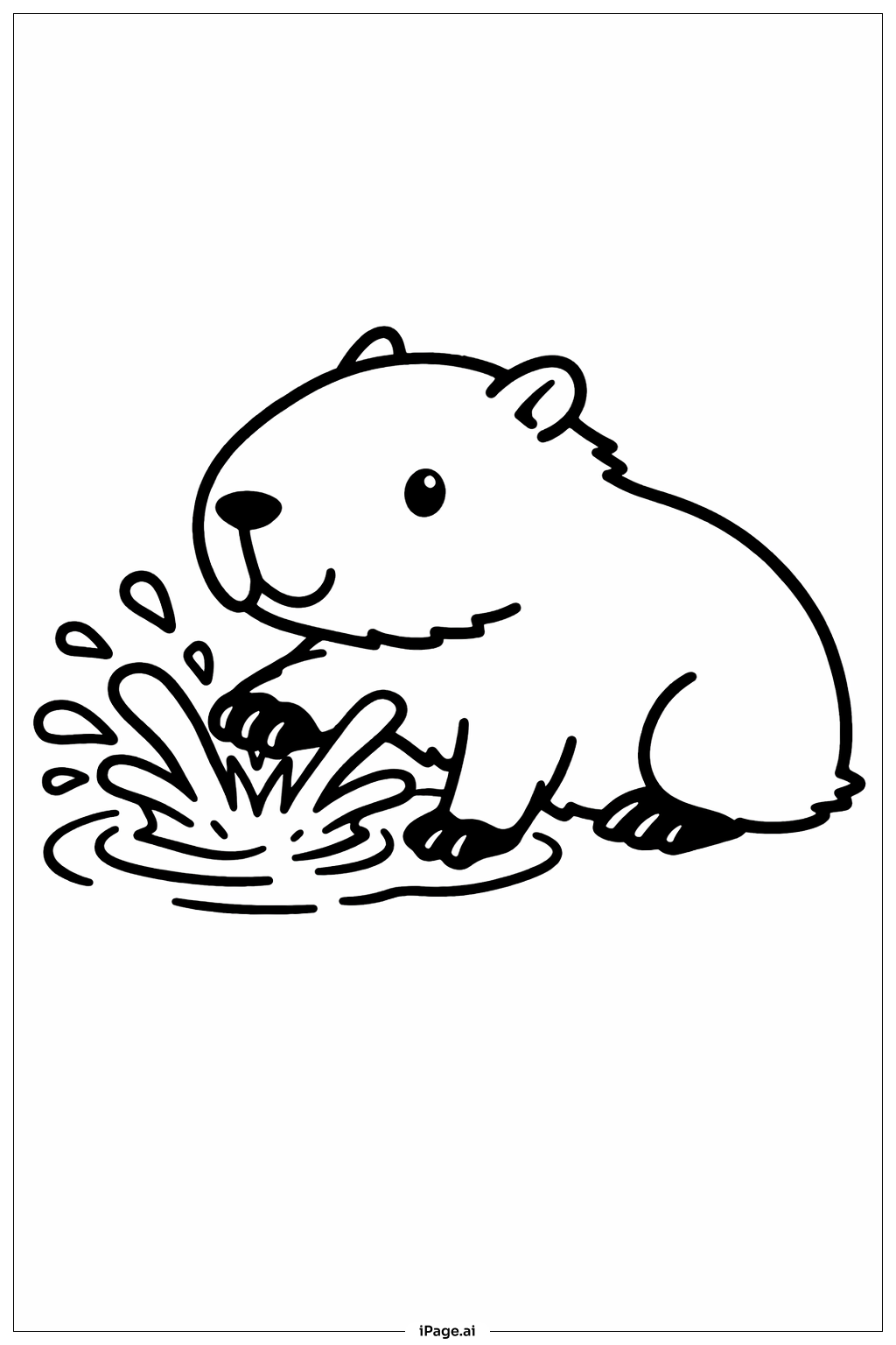  Página para colorir de Capivara Remando 