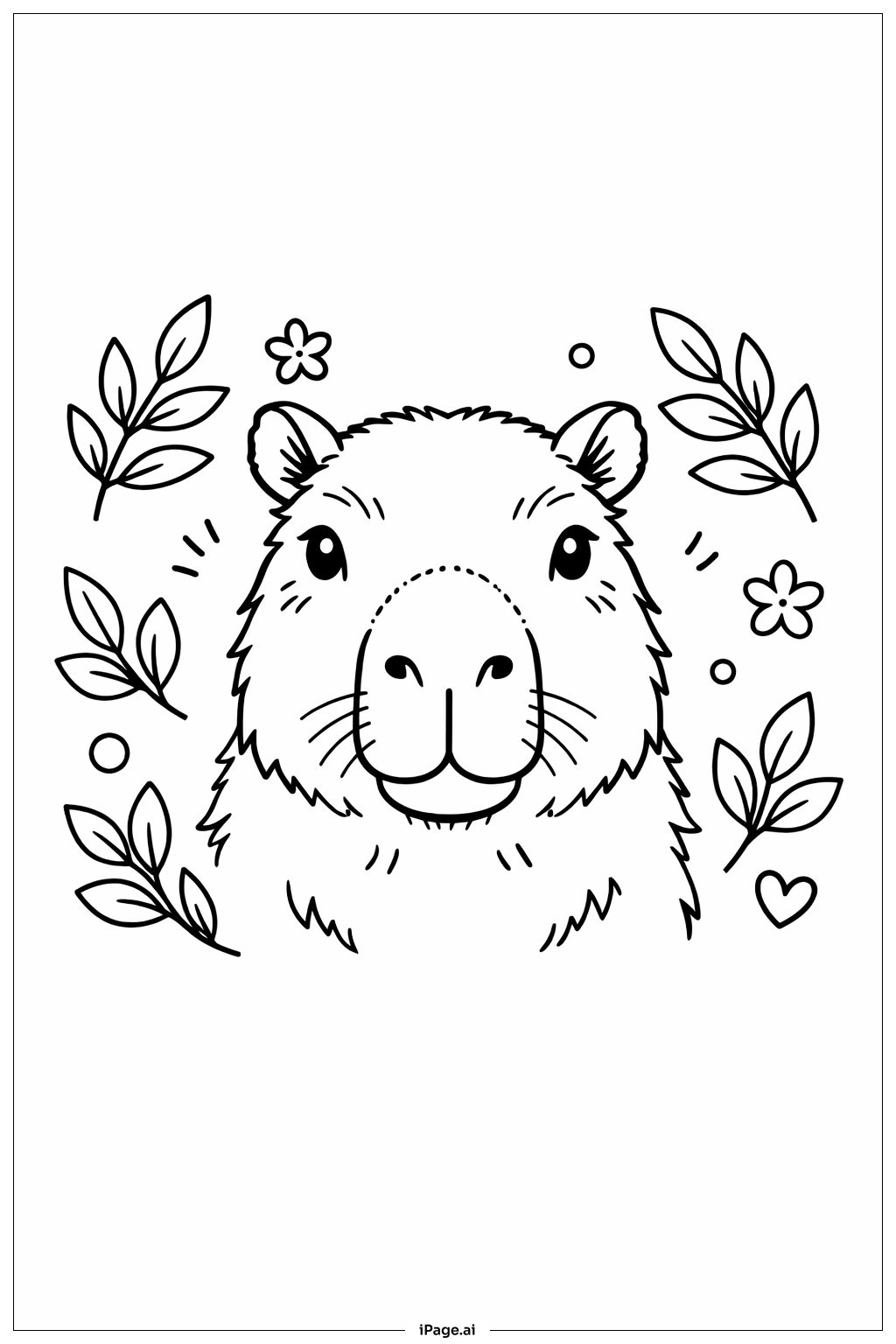  Page de coloriage Portrait de Capybara 