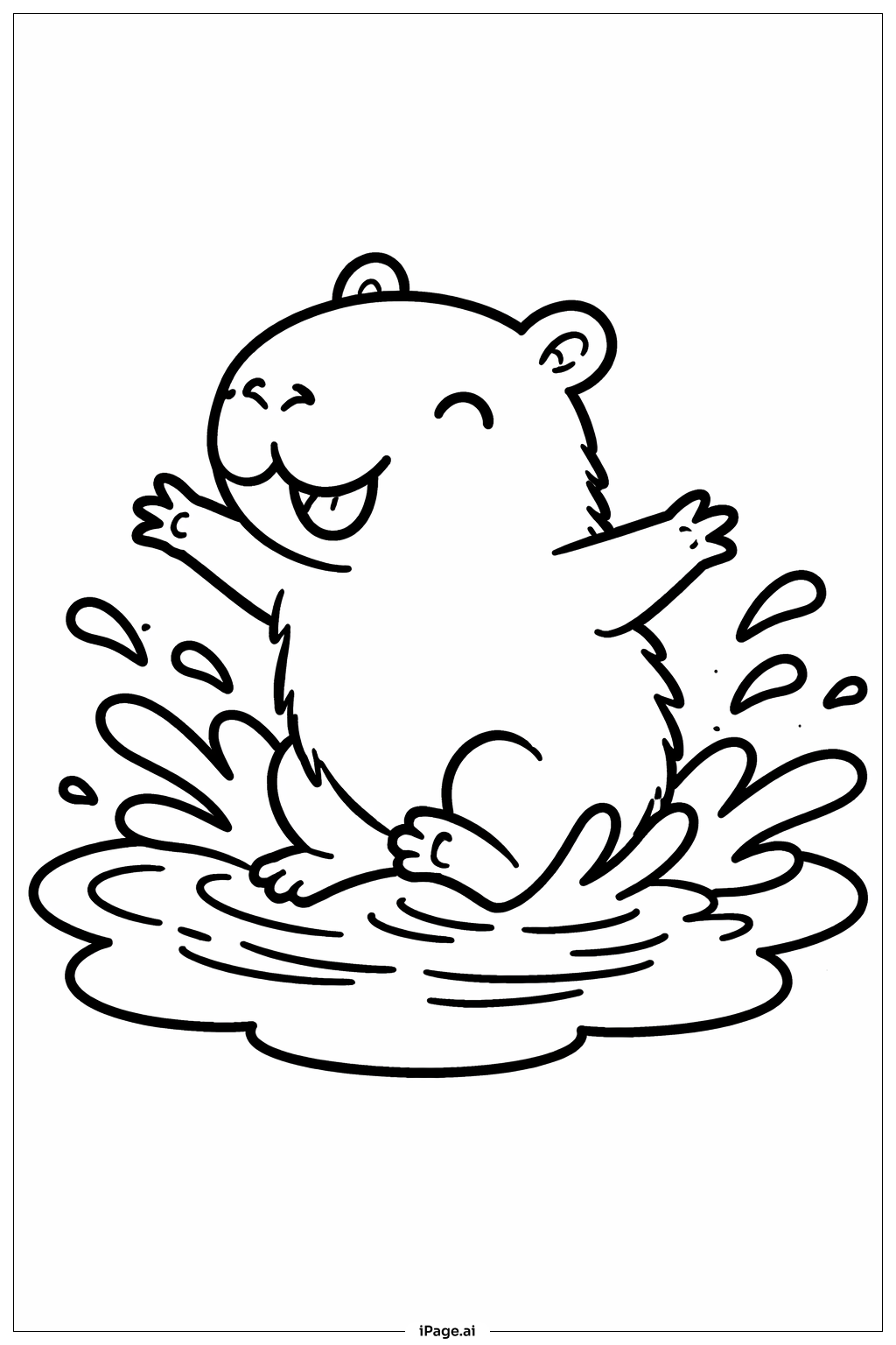  Página para colorir de Capivara Divertida 